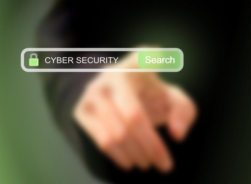 Free Image of Businessman pressing cybersecurity search button on a virtual sc 