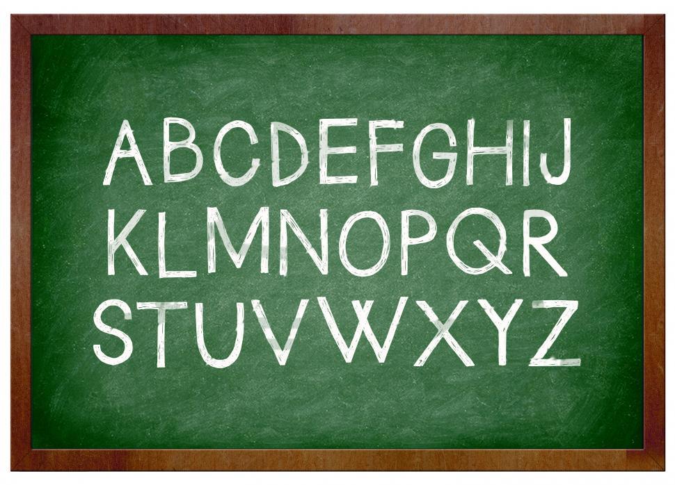 Free Image of alphabet chalk on school chalkboard 