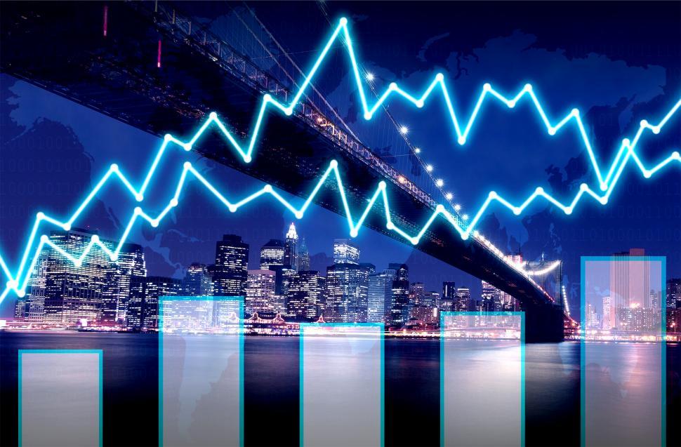 Free Image of Finance graph on Manhattan at night - Finance concept 