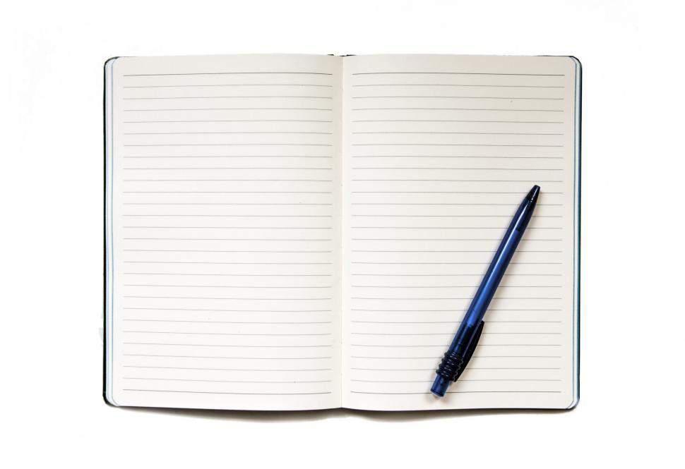 Download Free Stock Photo of notebook with pen isolated on white 