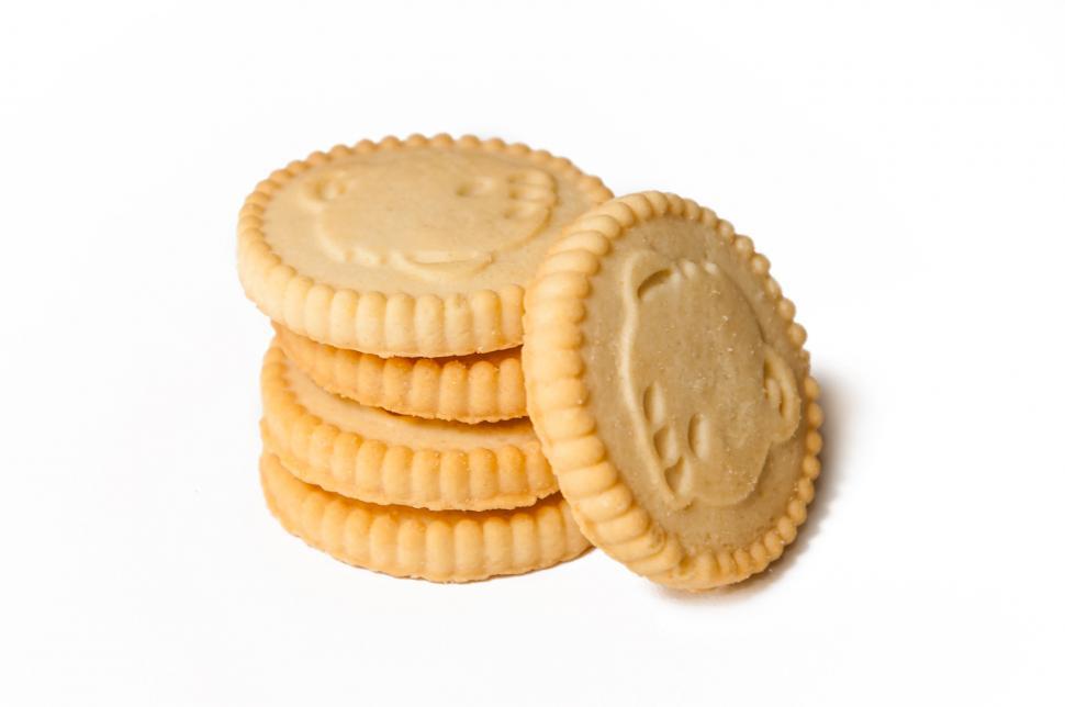 Free Image of Stack of Peanut Butter Cookies on White Background 
