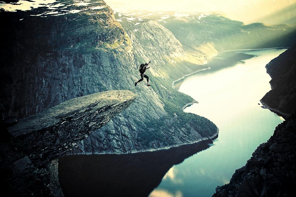 Free Image of Into Thin Air - BASE Jumping off Trolltunga - Extreme Sports in Norway 