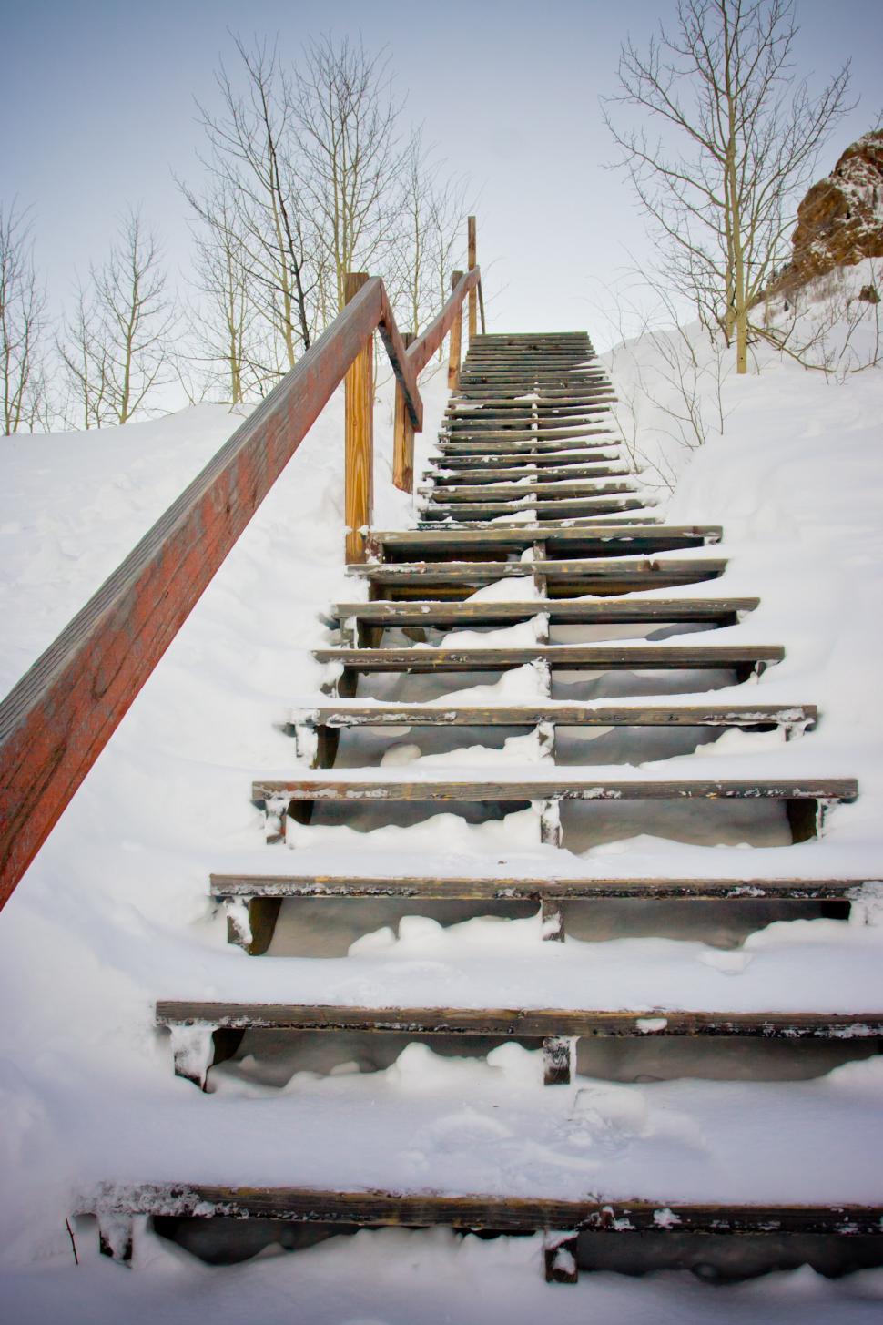 Free Image of Snow-Covered Stairs in Winter 
