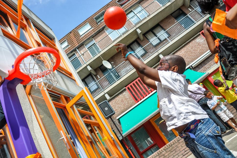 Free Image of African American boy playing basketball  