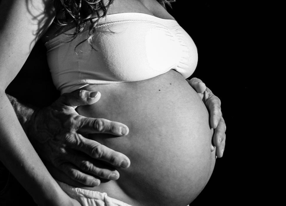 Free Image of hands on the stomach of pregnant woman  