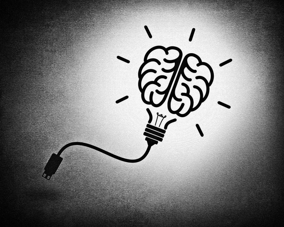 Free Image of Creative brain idea concept with usb cable - background design 