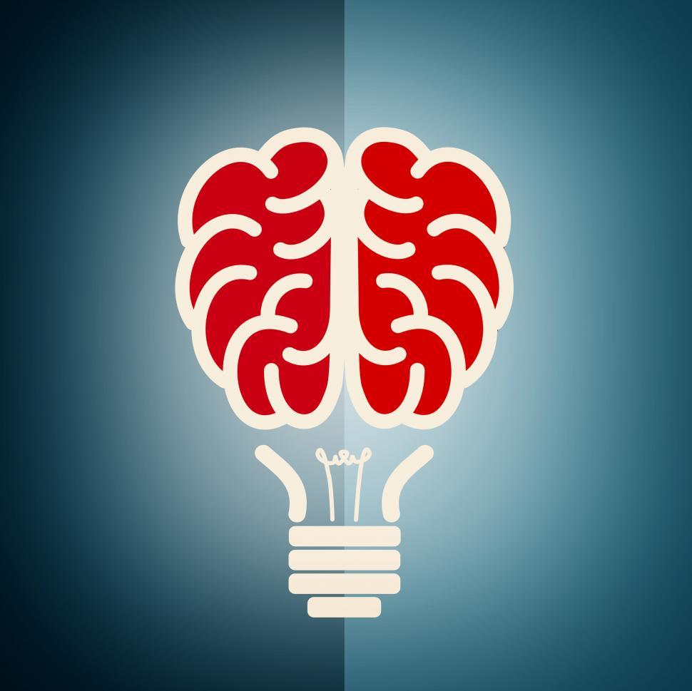 Free Image of Brain as a lightbulb - Creative idea concept 