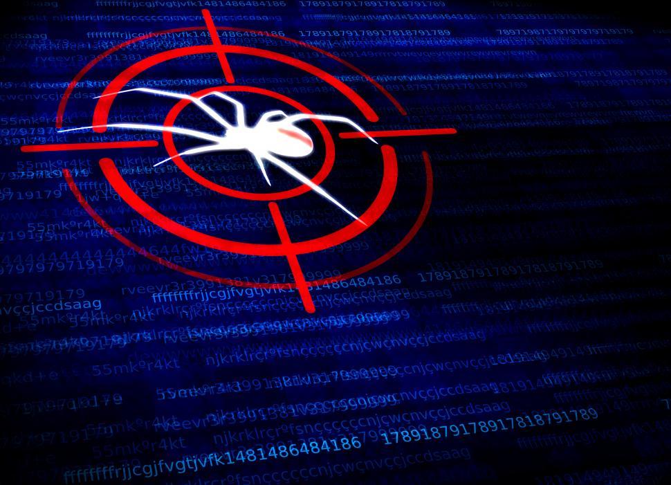 Download Free Stock Photo of Digital malware concept - Black widow spider in the crosshairs 