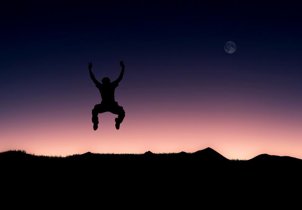 Download Free Stock Photo of Illustration of a man jumping full of joy 