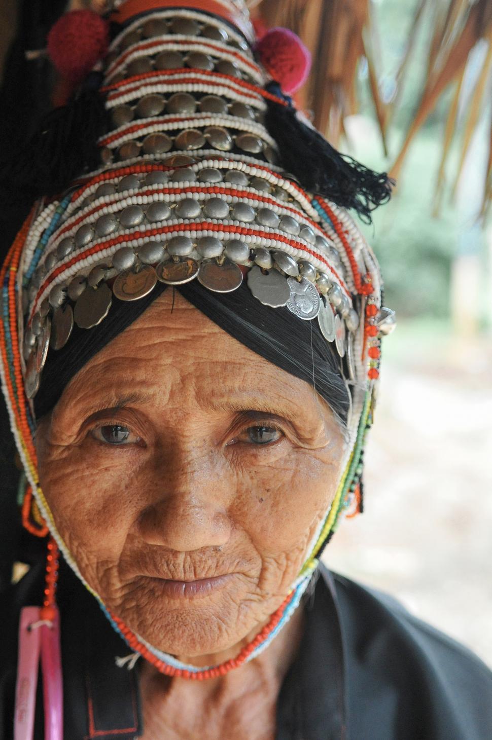 Free Image of An aged woman wearing head scarf 