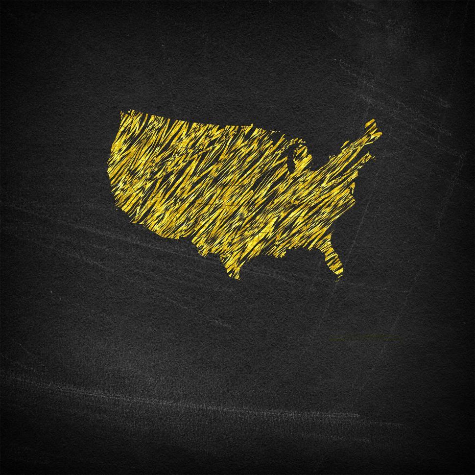 Free Image of Main continental United States on chalkboard 