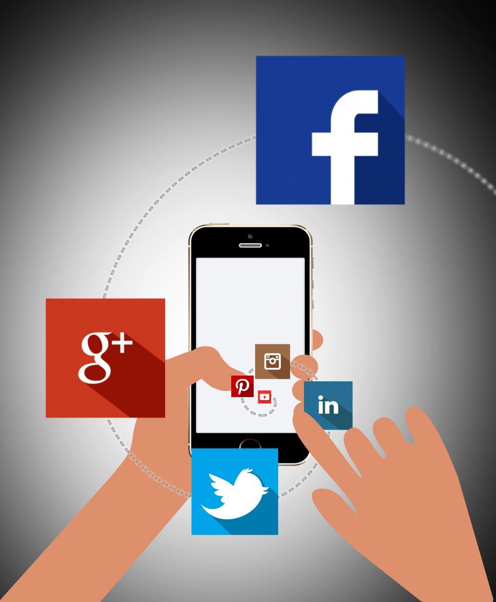 Free Image of Touchscreen smartphone with social media icons 