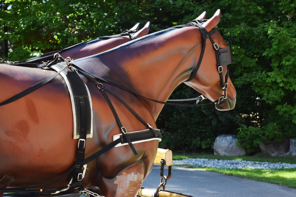Free Image of Replica Carriage Horses 