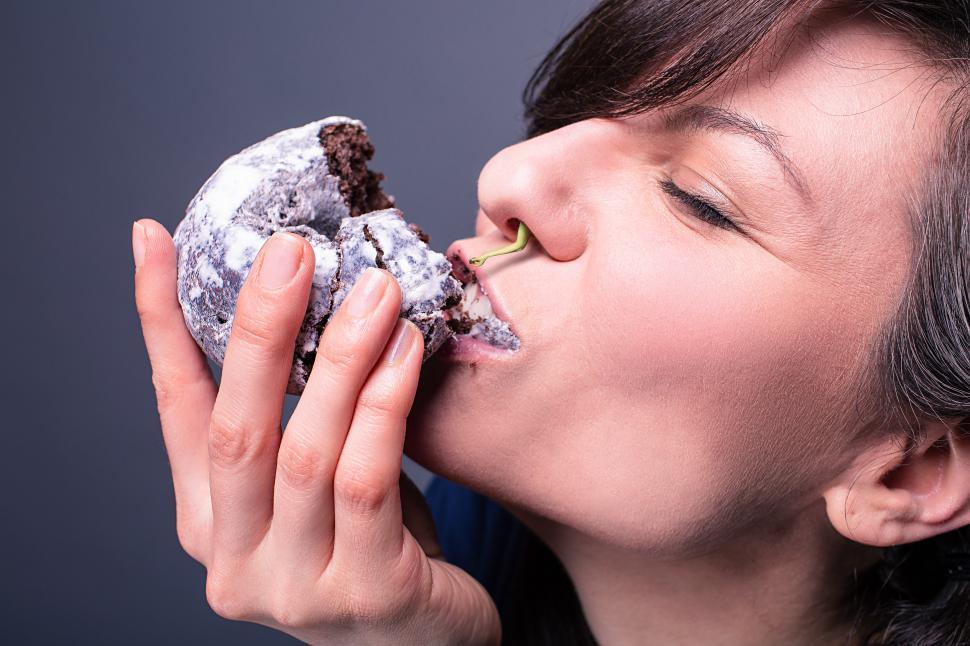 Free Image of Young Woman With doughnut  
