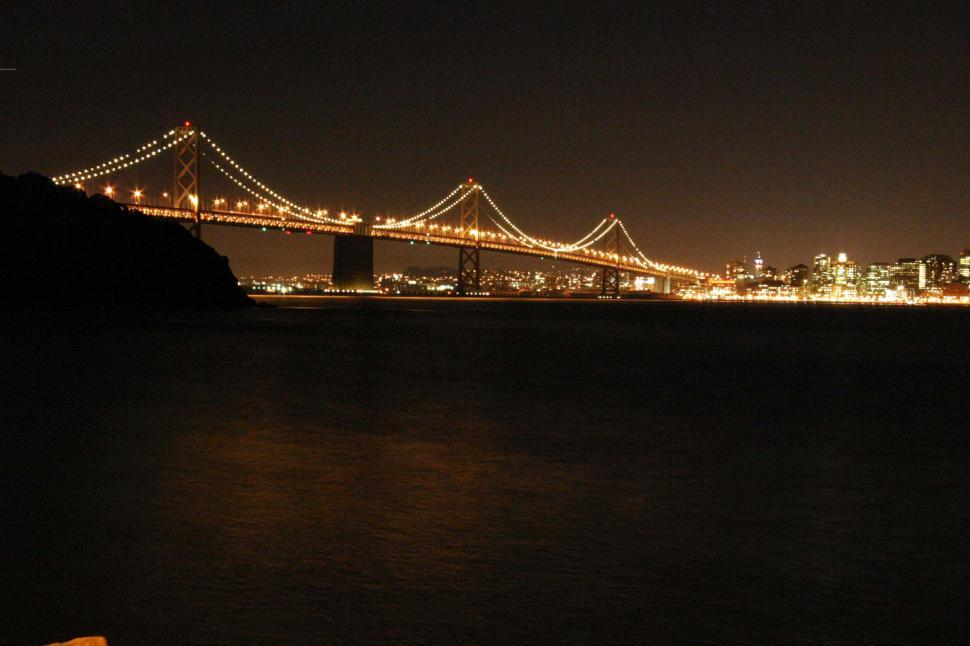 Free Image of san francisco california sunset city pacific ocean bay downtown night lights bridge 