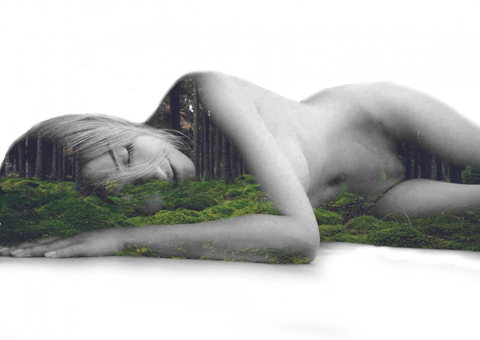 Free Image of Sleeping beauty - A naked princess of the woods - Double exposur 
