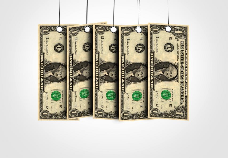Download Free Stock Photo of Dollar bills as labels 