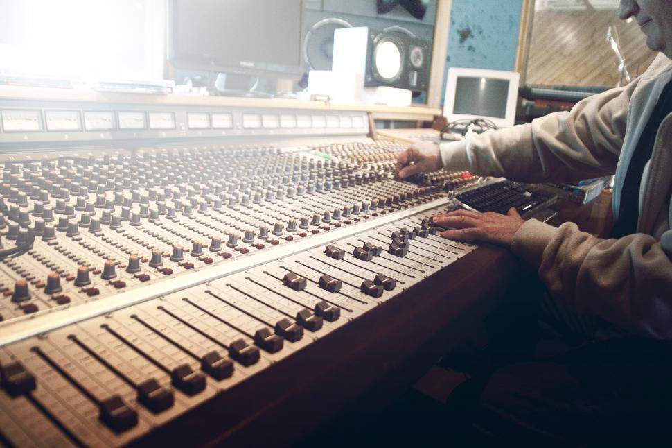 Free Image of Mixing console in sound recording 
