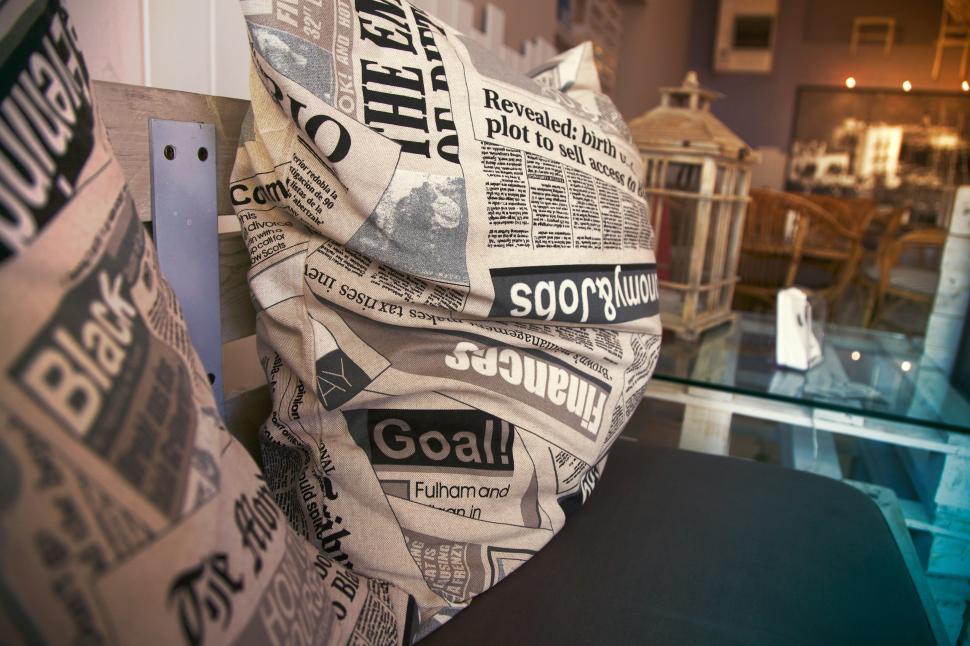 Free Image of Newspaper print pillows 
