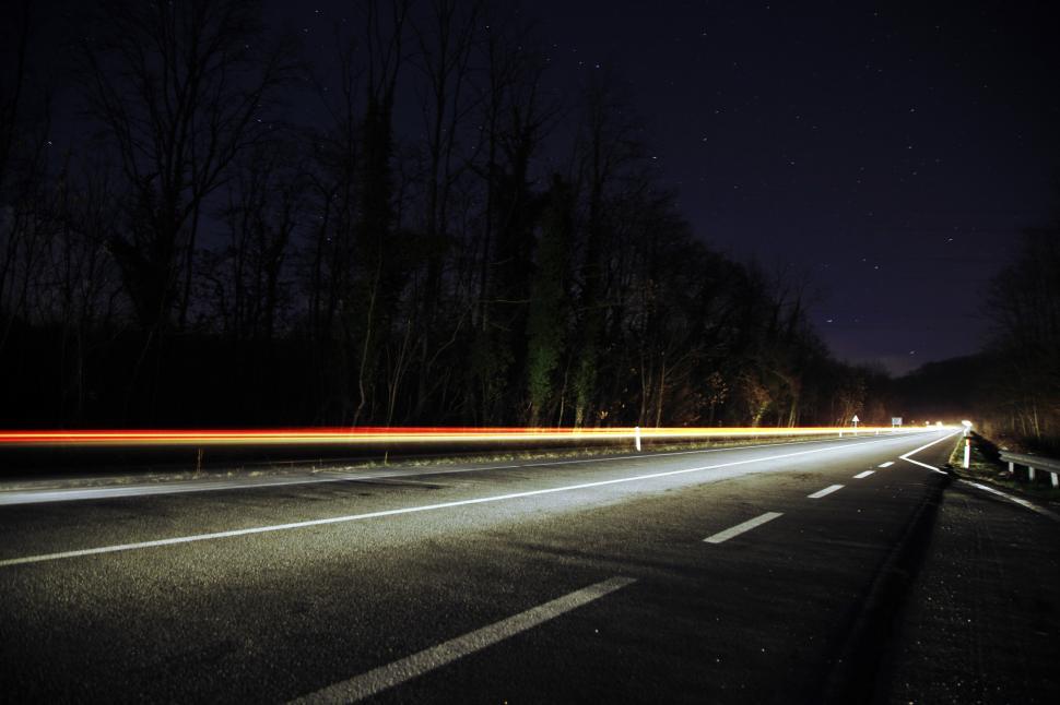 Free Image of Light trail on a highway 