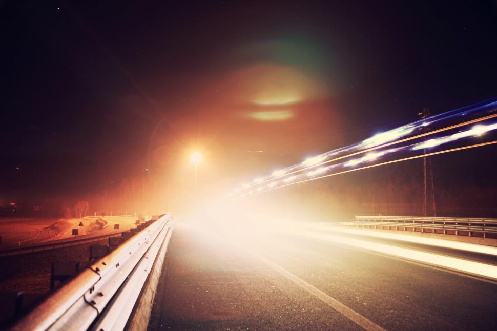 Free Image of Light trails on a highway 