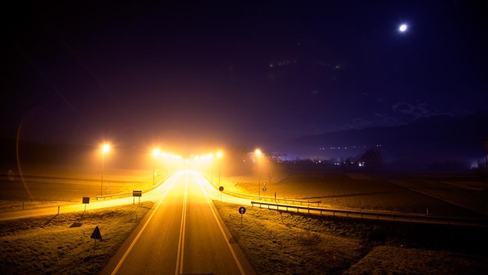 Free Image of Light trails on the highway  