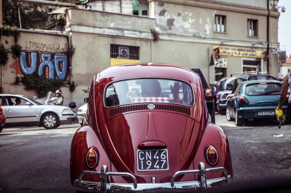 Free Image of Vintage car in the street 
