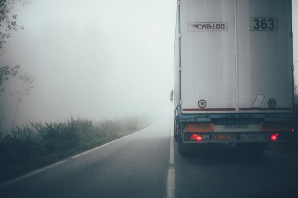 Free Image of Truck with container on highway 