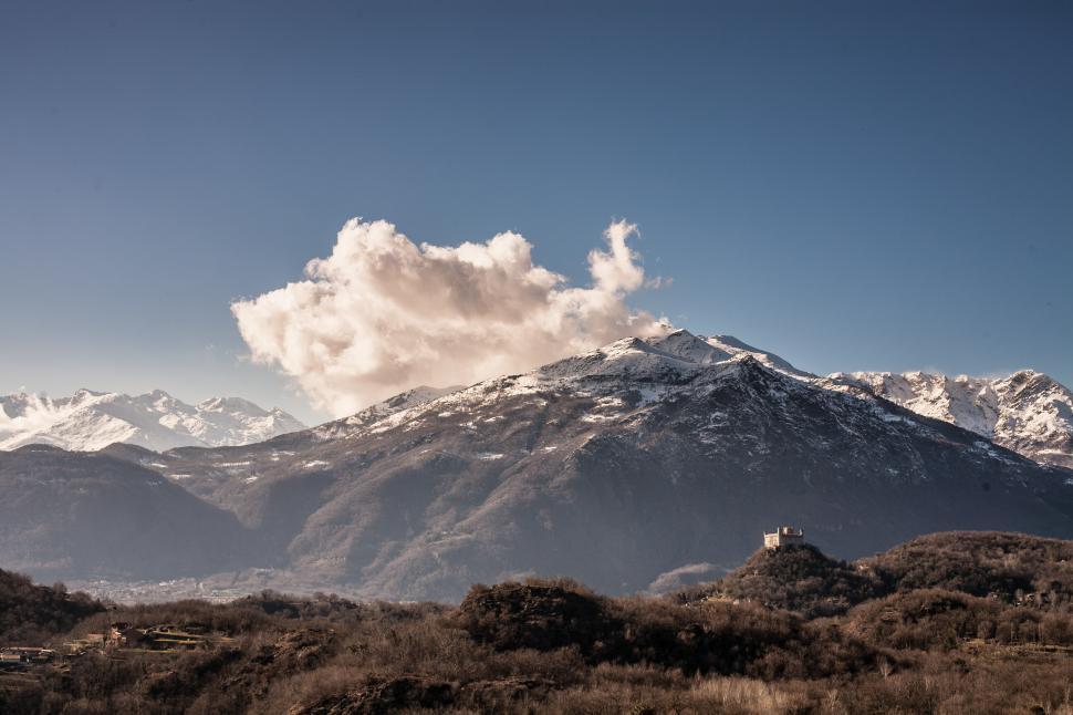 Free Image of Mountain Peak With Cloud in Sky 
