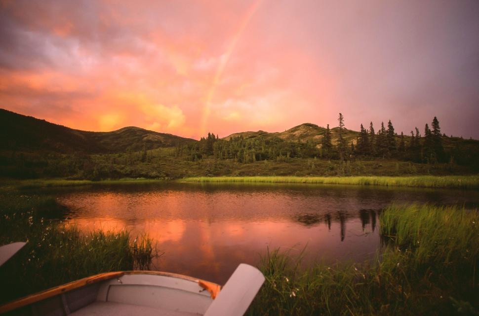 Free Image of Rainbow in Summer - Nugget Pond, Denali NP 