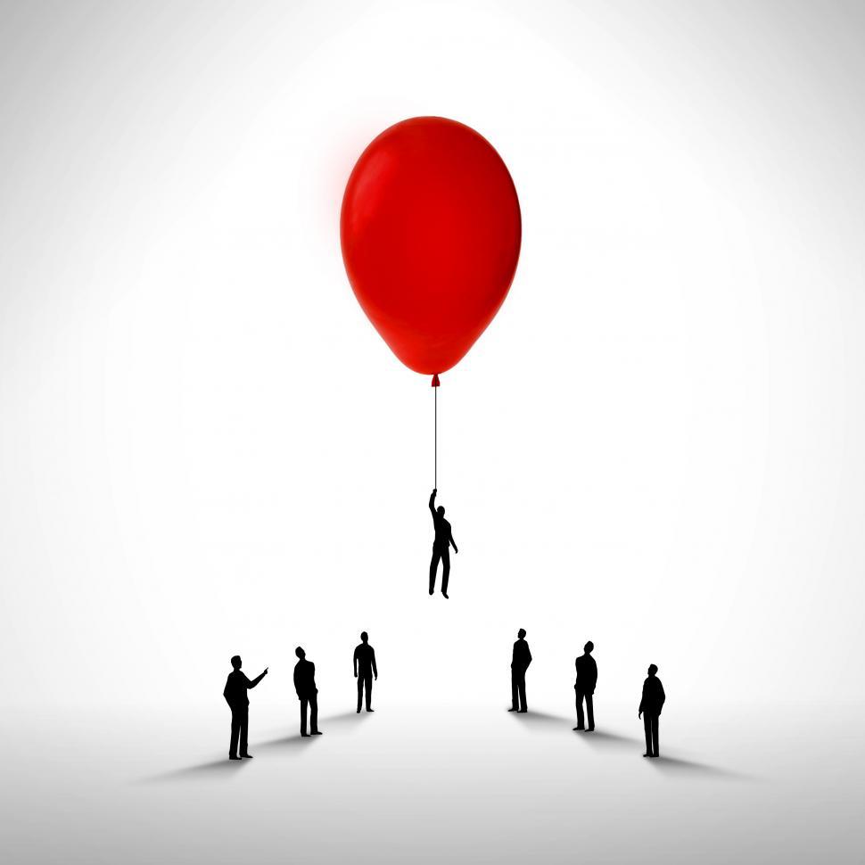 Free Image of Businessman rising by holding a balloon - Promotion and career c 