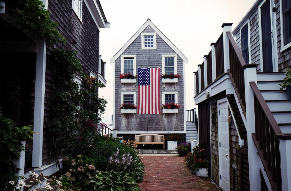 Free Image of House With American Flag 