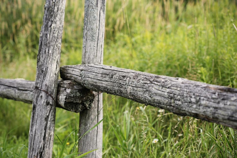Free Image of Old Wooden Fence in Grassy Field 