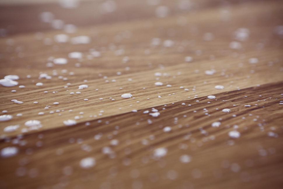 Free Image of Water Droplets on Wooden Surface 