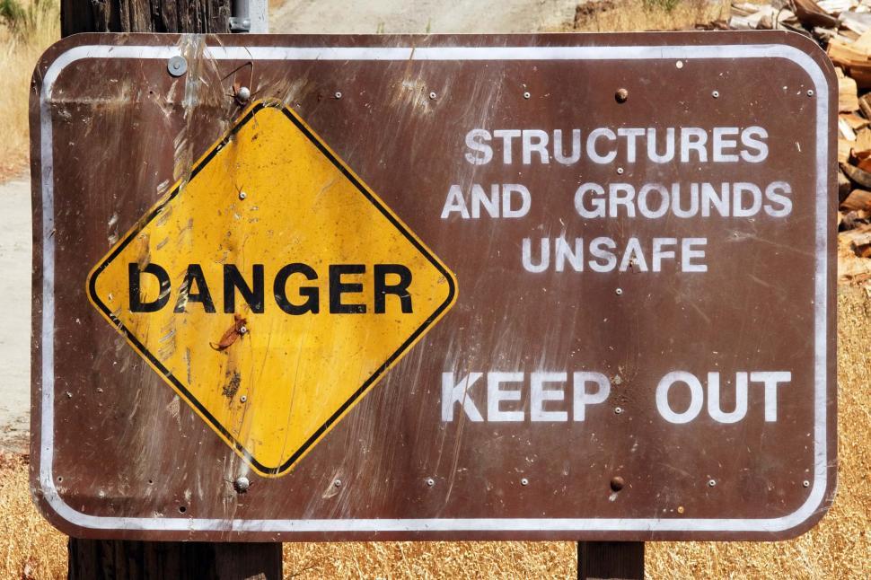 Download Free Stock Photo of Danger unsafe structure signs 