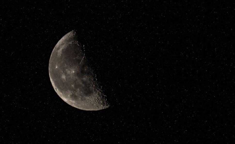 Free Image of Half Moon and Stars in Dark Sky 