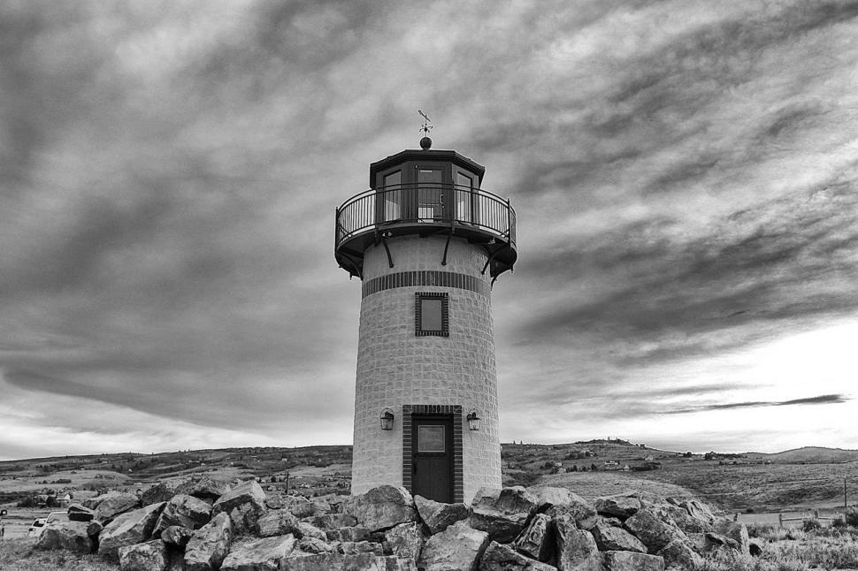 Free Image of Majestic Lighthouse in Black and White 
