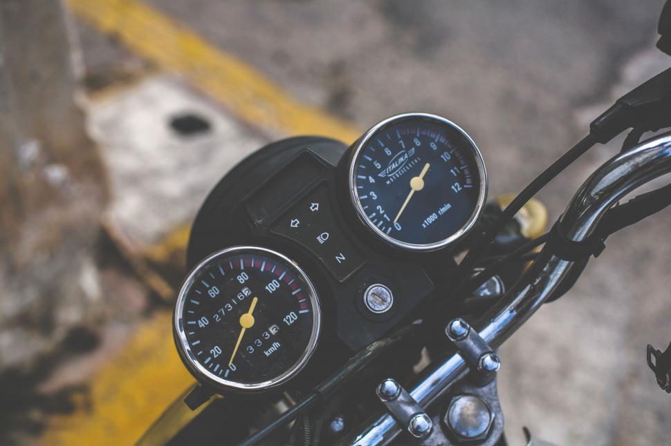 Free Image of Close Up of Motorcycle With Speedometer 