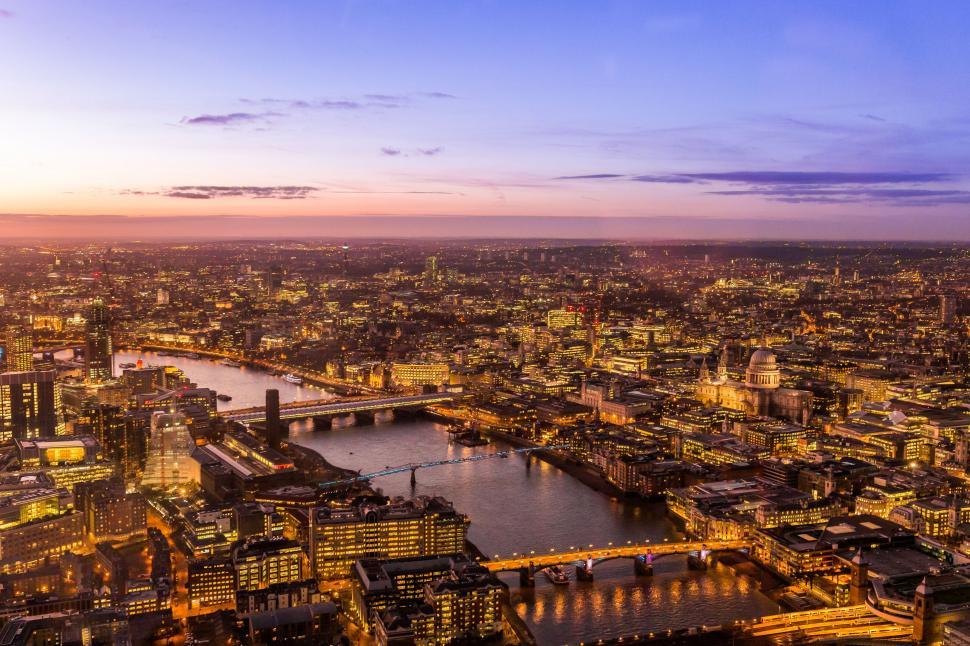 Free Image of Aerial View of London City at Sunset 