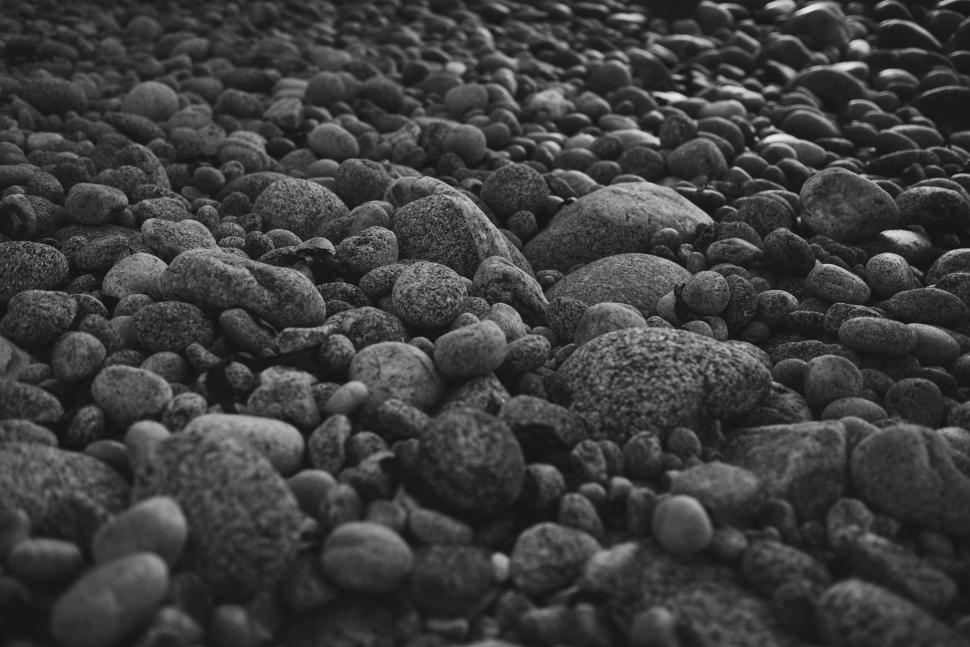 Free Image of Rocks and Gravel Abound in Black and White 