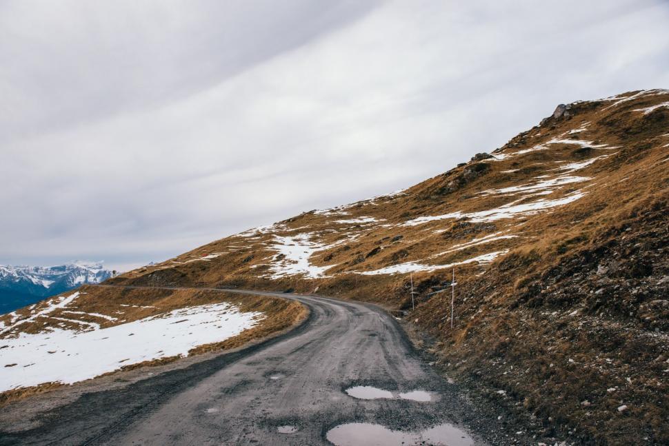 Free Image of A Snowy Mountain Road 