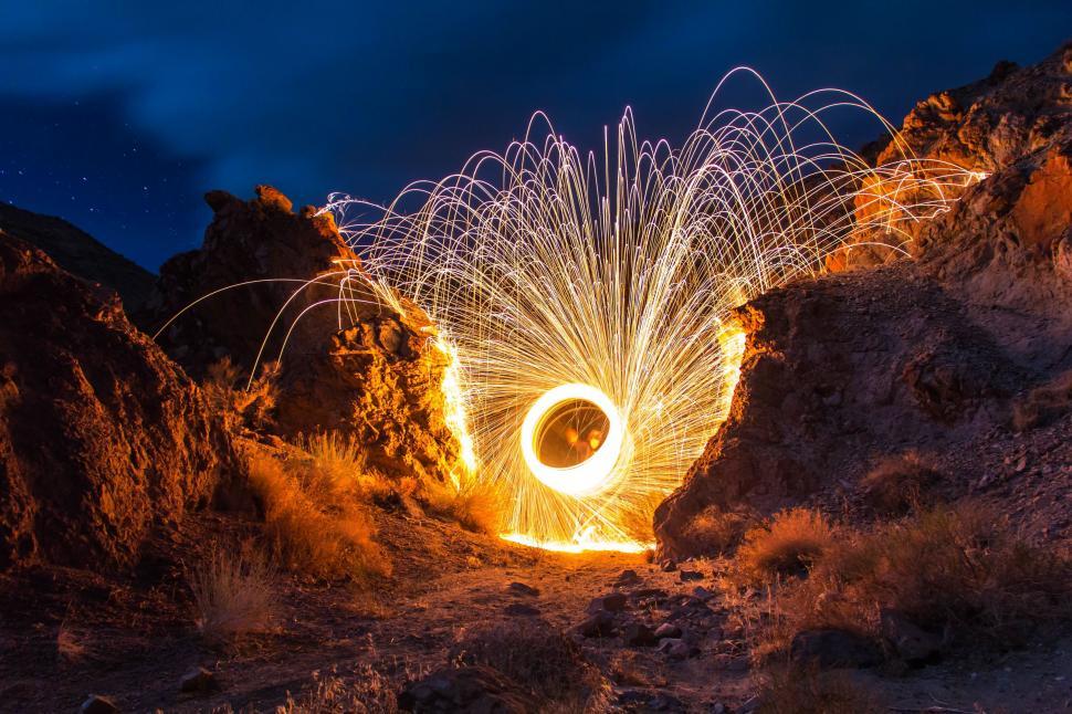 Free Image of Firework Exploding in Desert 