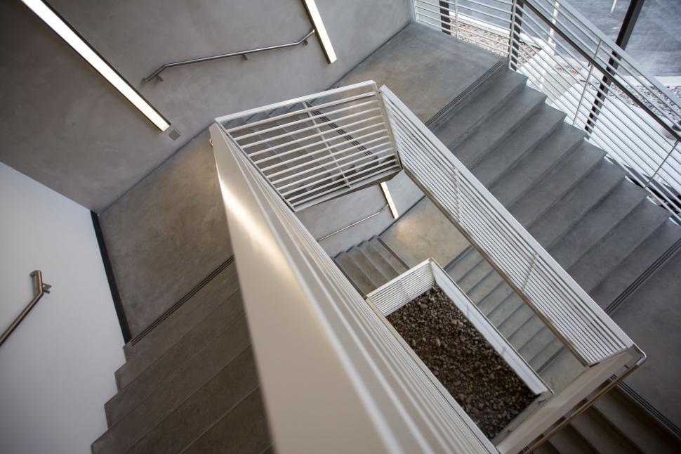 Free Image of Metal Stairwell With Railing and Door 