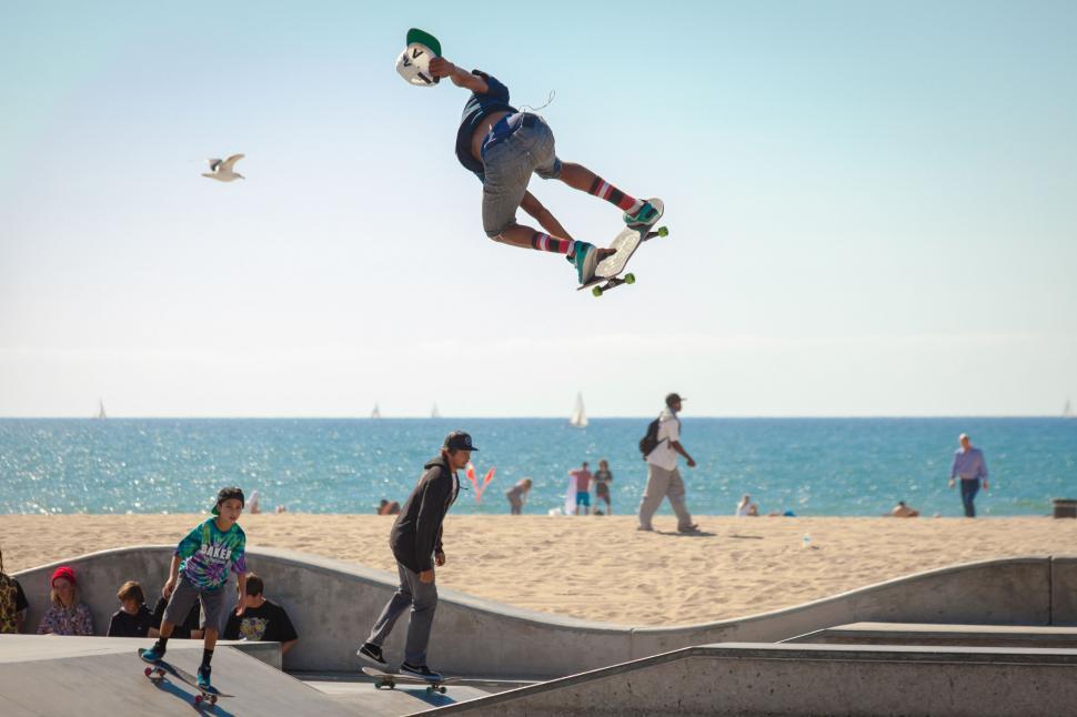 Free Image of Man Riding Skateboard in Mid-Air 