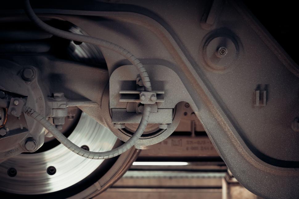 Free Image of Close Up of a Brake Assembly on a Vehicle 