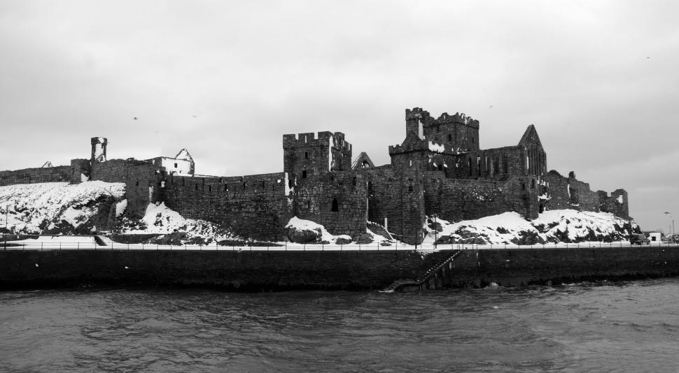 Free Image of Ancient Castle Covered in Snow 