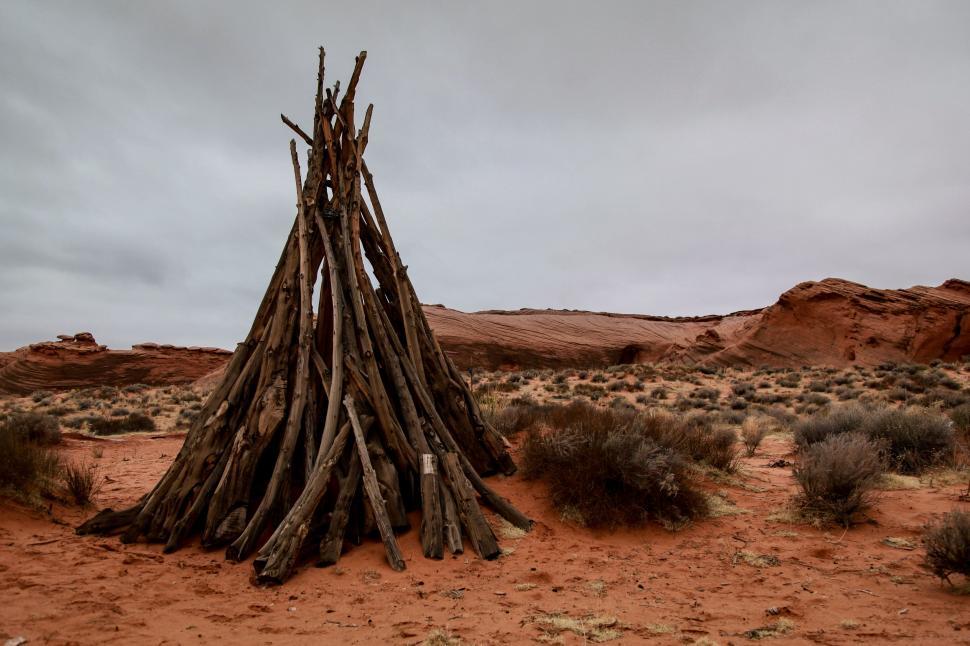 Free Image of Pile of Sticks in Desert 