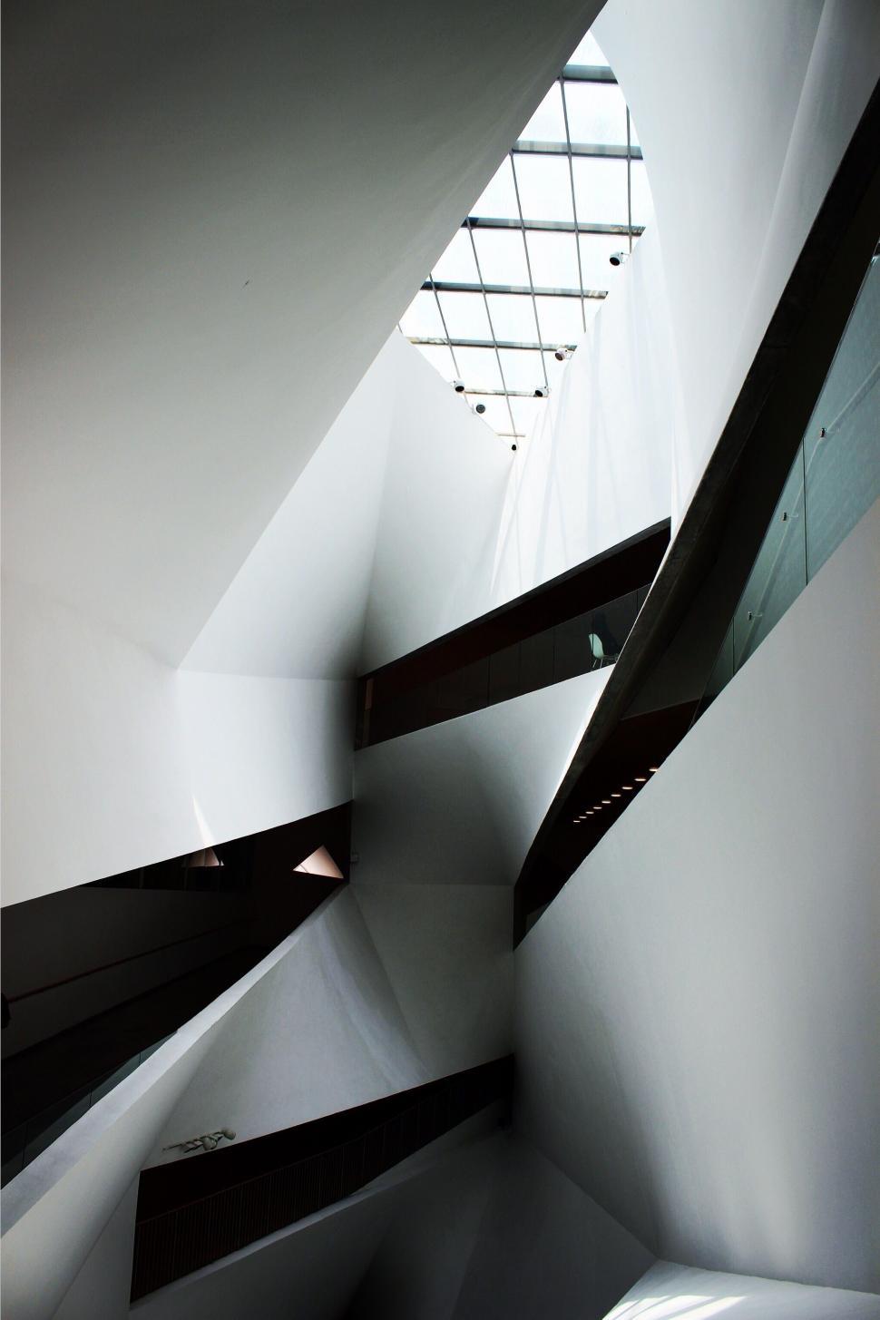 Free Image of Black and White Staircase Leading Up 