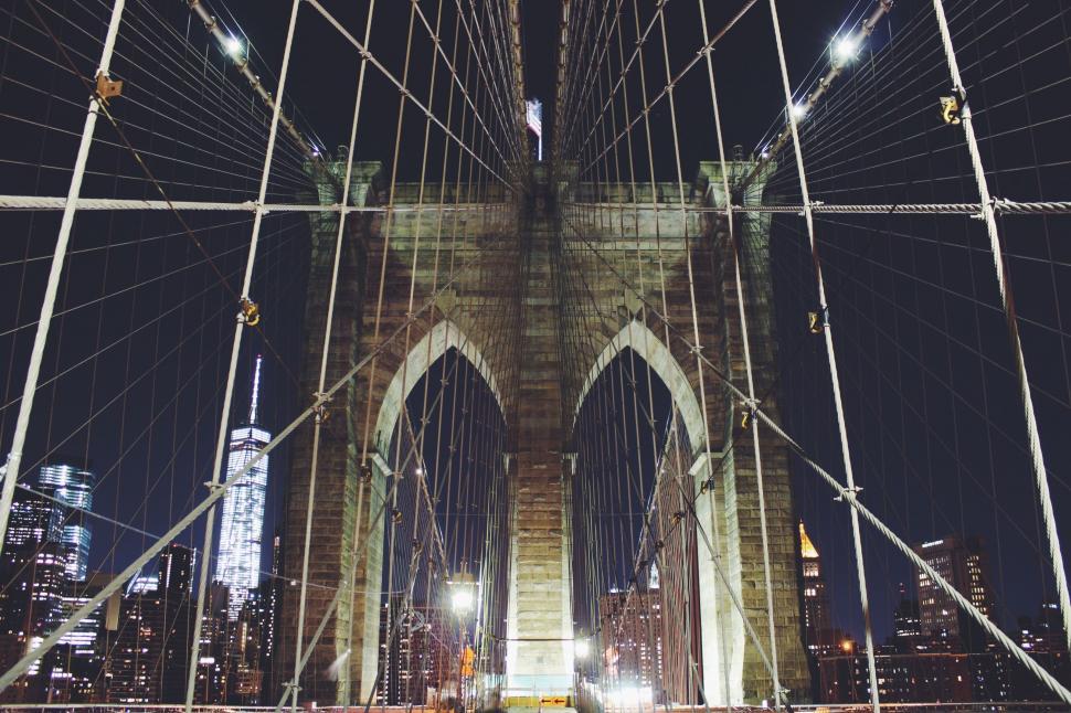 Free Image of Night View of the Brooklyn Bridge 
