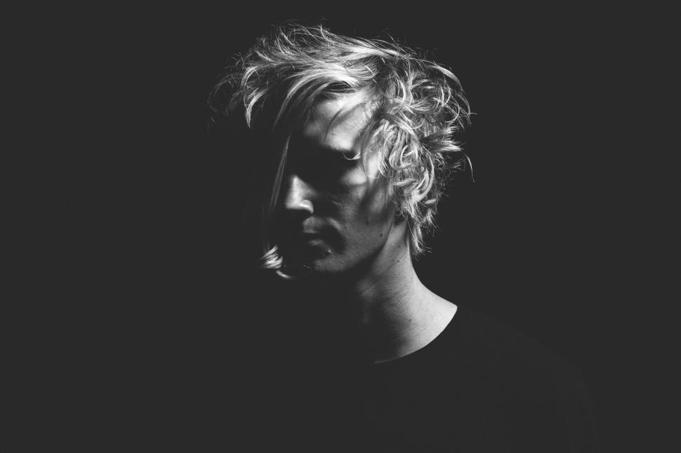 Free Image of Man With Blonde Hair in Black and White 
